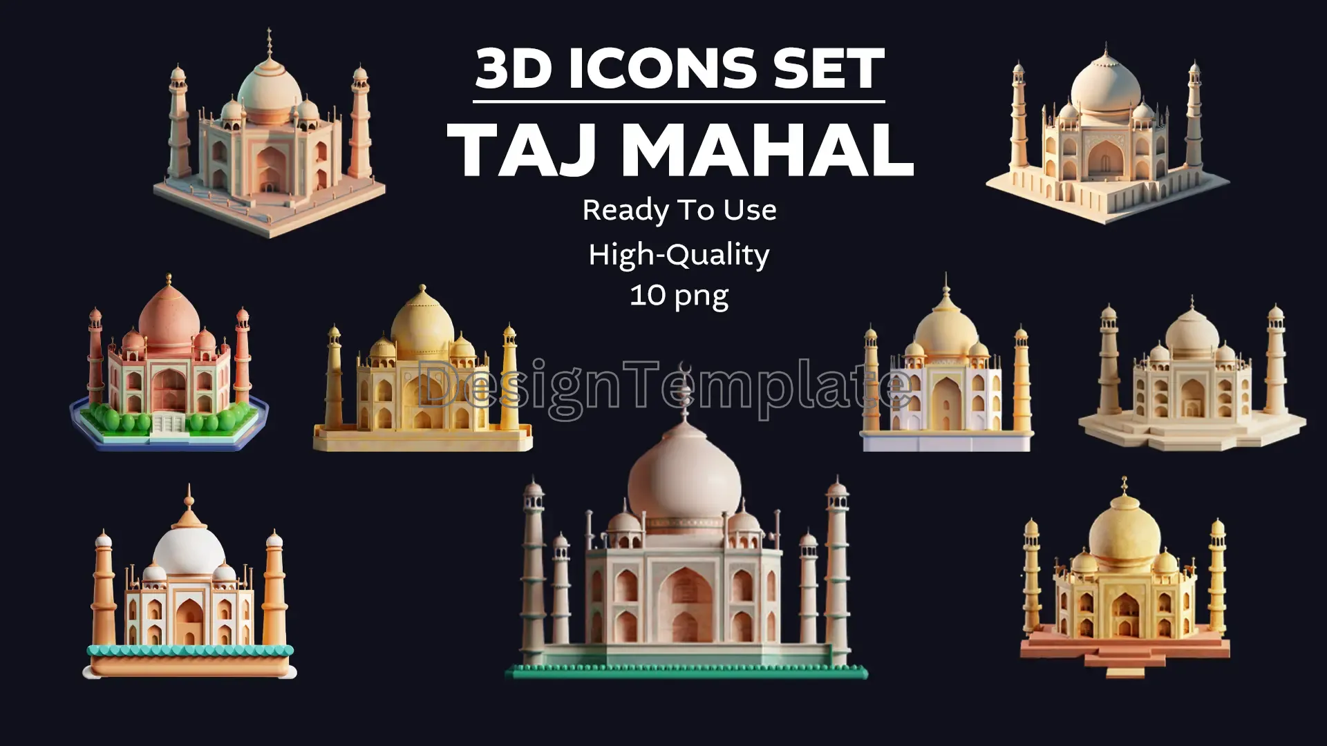 Architectural Marvel 3D Taj Mahal Set